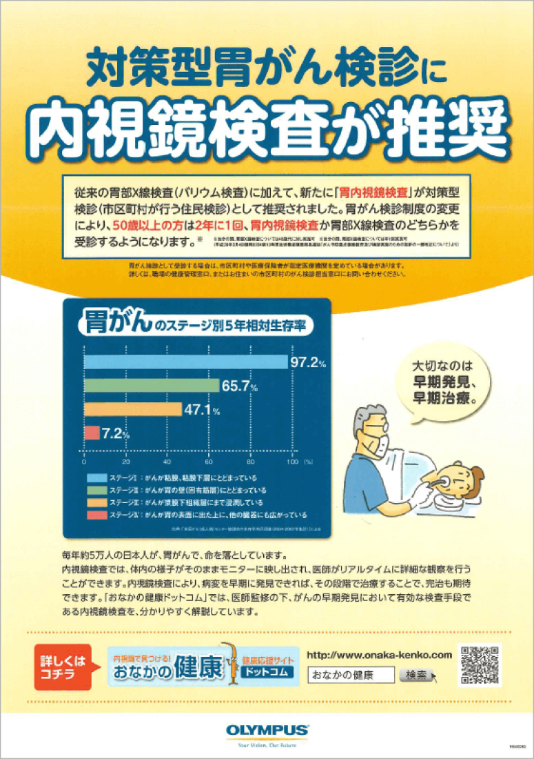 「対策型胃がん検診に内視鏡検査が推奨」に関するチラシ